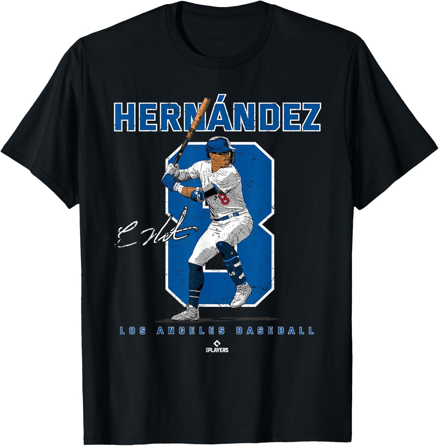 Number and Portrait Kike Hernandez Los Angeles MLBPA T-Shirt - T-Shirt | Black