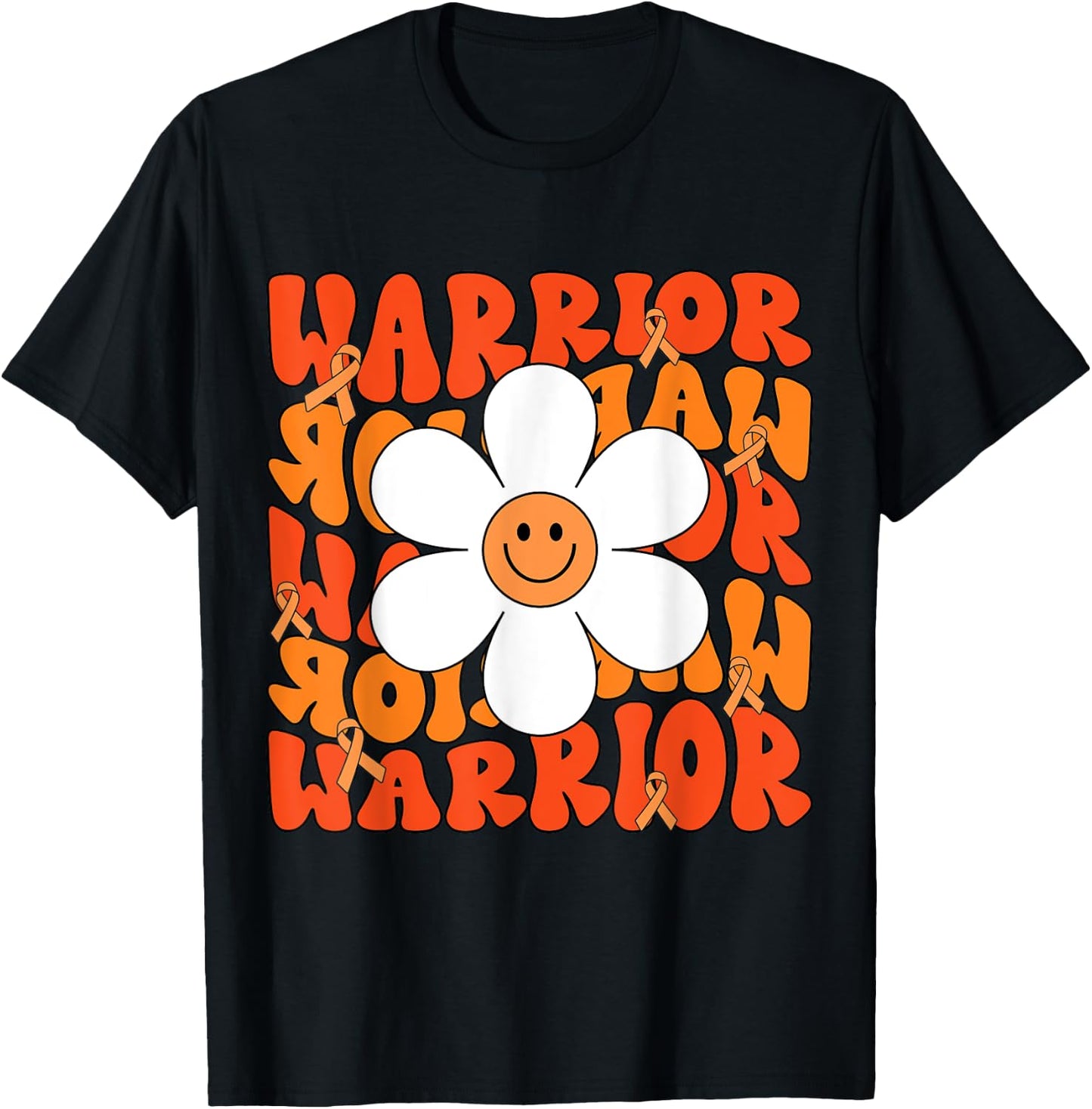 Leukemia Cancer Orange Ribbon Leukemia Cancer Warrior T-Shirt - T-Shirt | Black