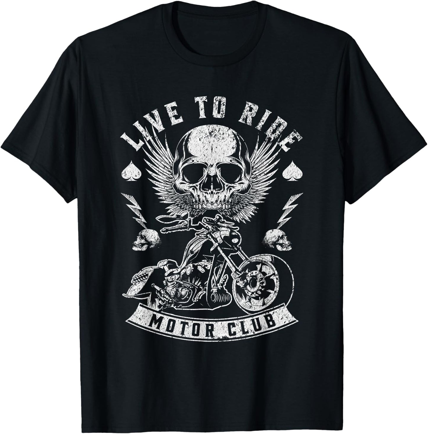 Live To Ride Motor Club Motorcycle Riding Vintage Graphic T-Shirt - T-Shirt | Black