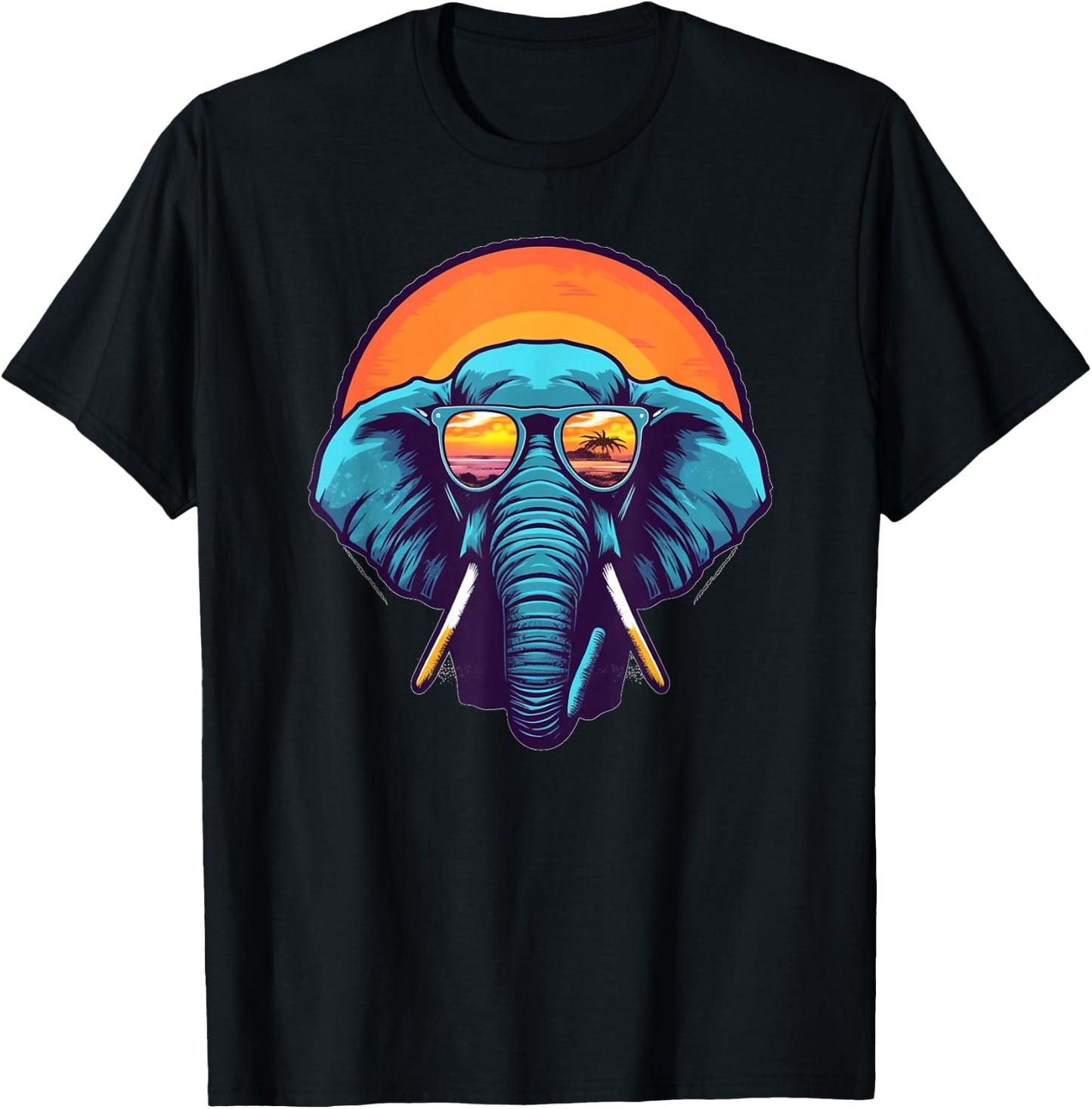 Funny looking Elephant with Sunglasses T-Shirt - T-Shirt | Black