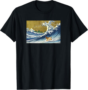 Funny Retro Vintage Surfing A Wave Afghan Hound Lover T-Shirt - T-Shirt | Black