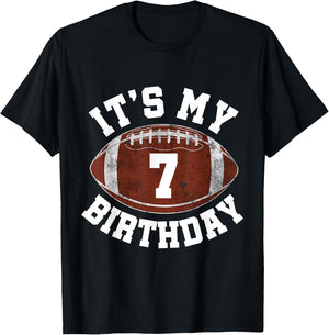 It's My 7th Birthday Boy 7 Year Old Football Player Kids T-Shirt - T-Shirt | Black