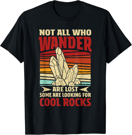 Collecting Rocks Some Are Looking For Cool Rocks Retro T-Shirt - T-Shirt | Black