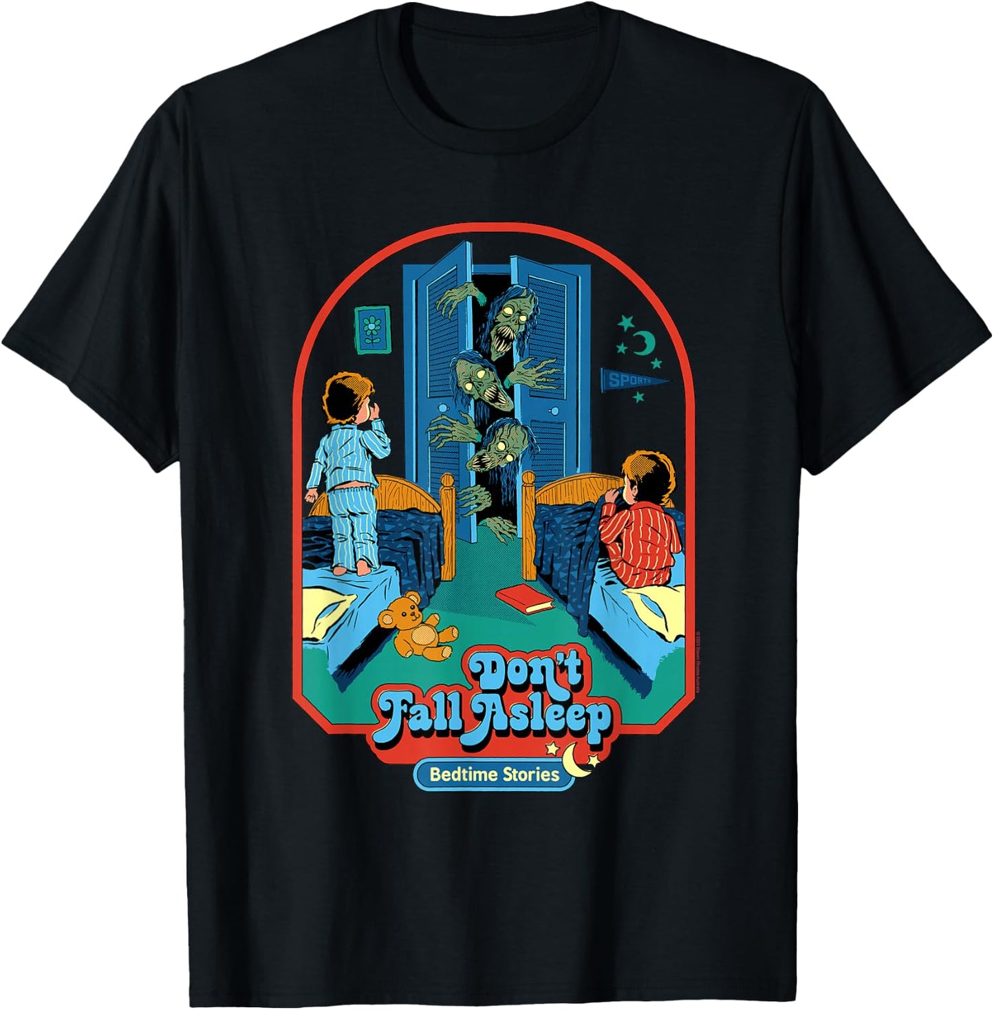 Steven Rhodes Don't Fall Asleep Stories Retro Dark Humor T-Shirt - T-Shirt | Black