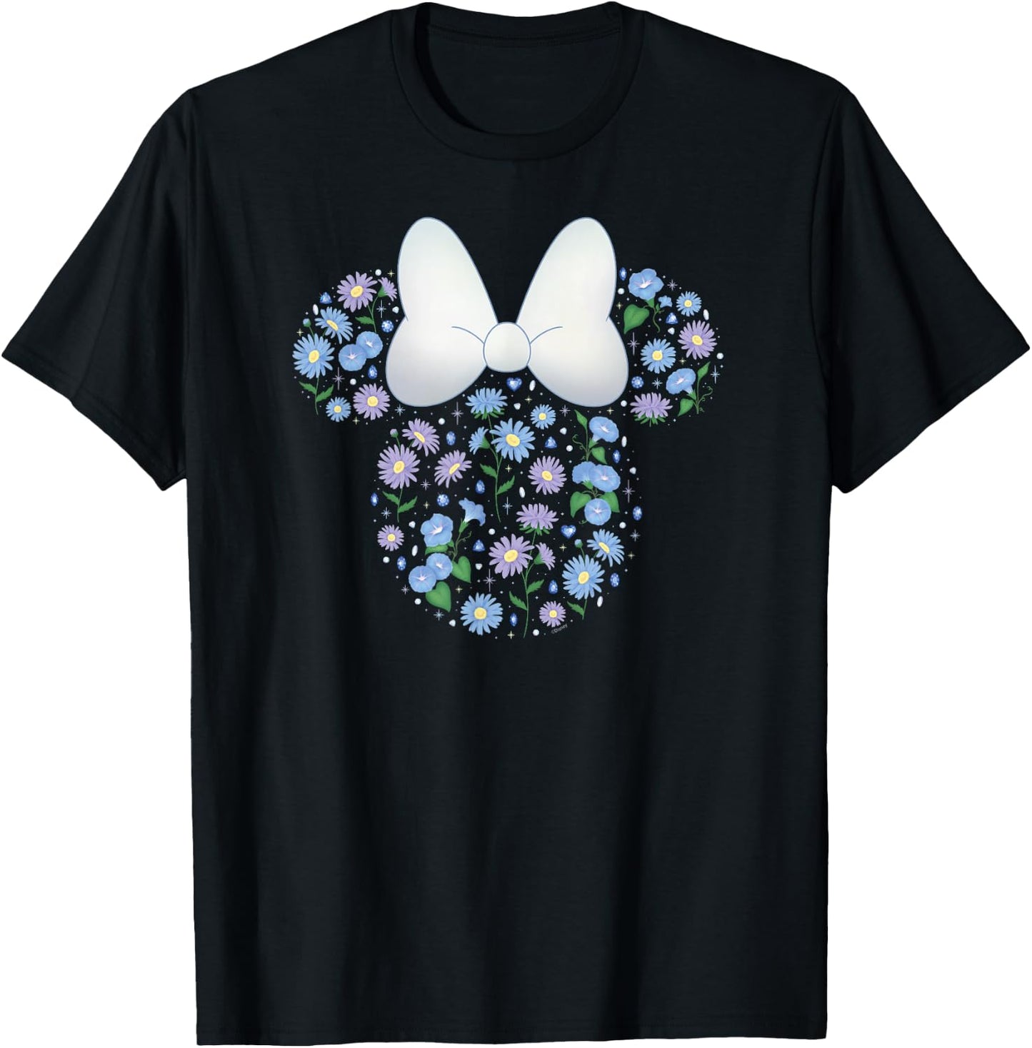Disney Minnie Mouse September Birth Month Birthstone Flowers T-Shirt - T-Shirt | Black