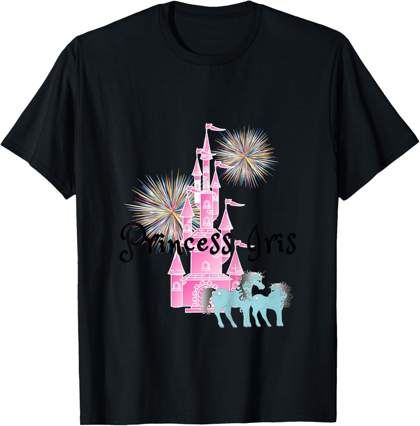 Kids Princess Iris Name Girls Personalized Custom T-Shirt - T-Shirt | Black