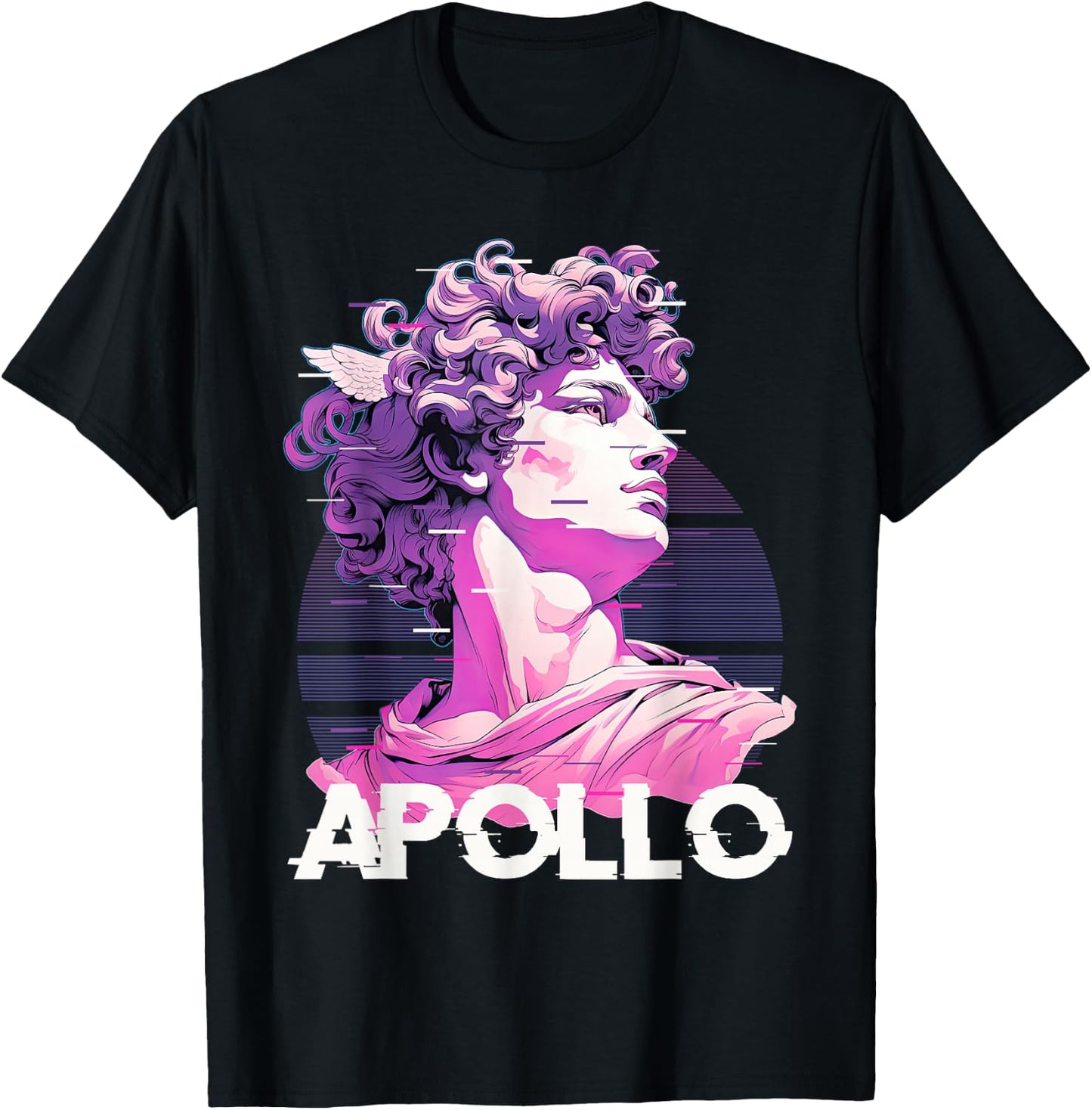 Apollo Greece God Glitch Aesthetic Greek Vaporwave T-Shirt - T-Shirt | Black