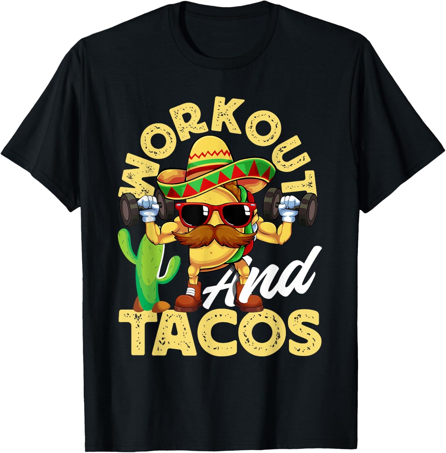 Workout and Tacos Funny Mexican Taco Gym Men T-Shirt - T-Shirt | Black
