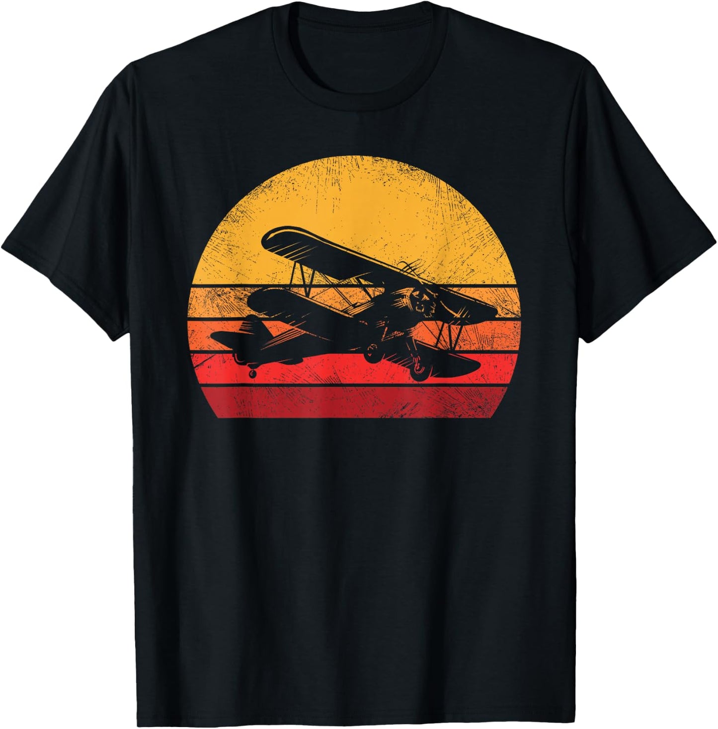 Vintage Bi-Plane Aviator Funny Pilot Biplane Airplane Outfit T-Shirt - T-Shirt | Black