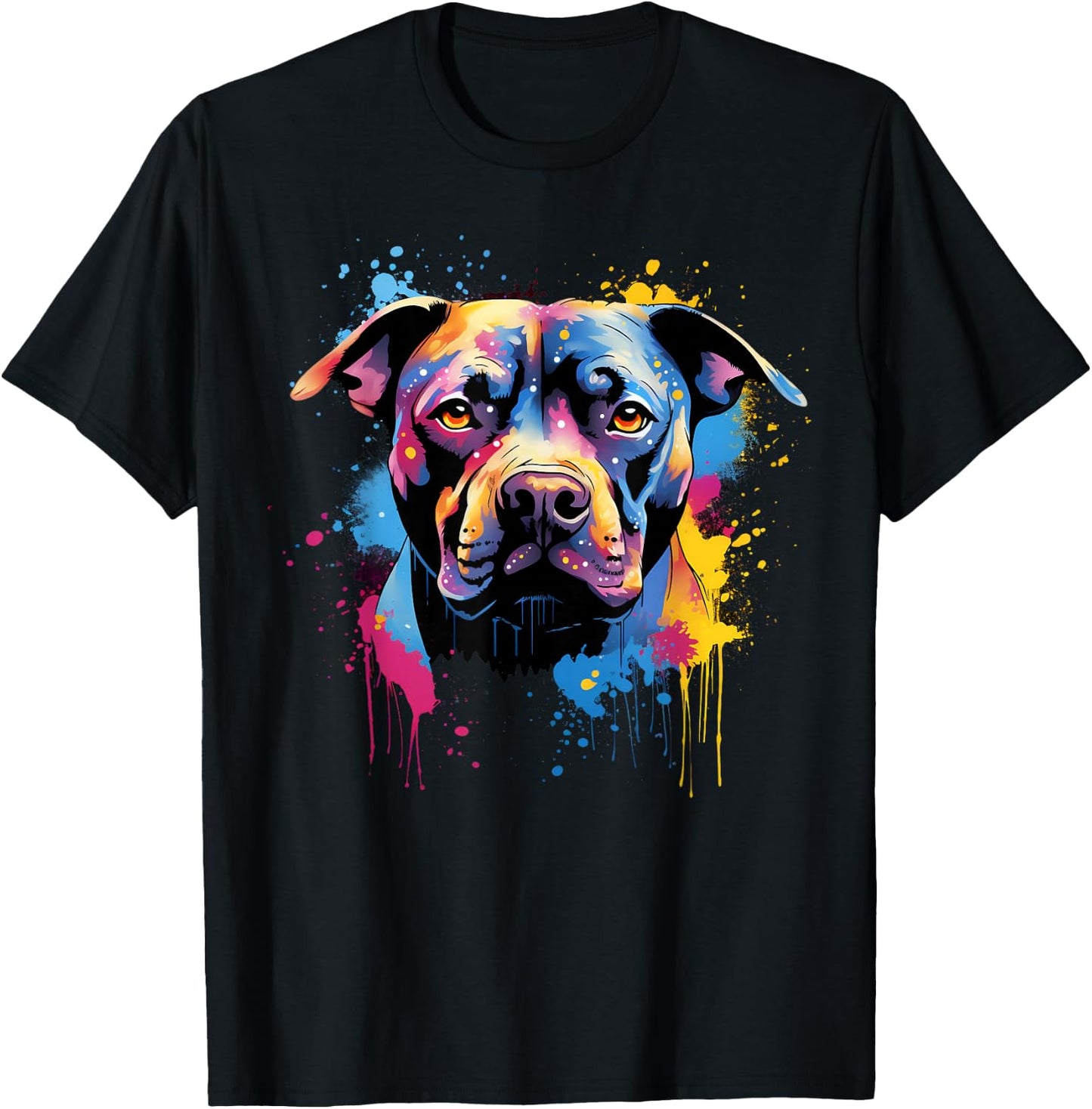 Cute painted Staffordshire Bull Terrier T-Shirt - T-Shirt | Black