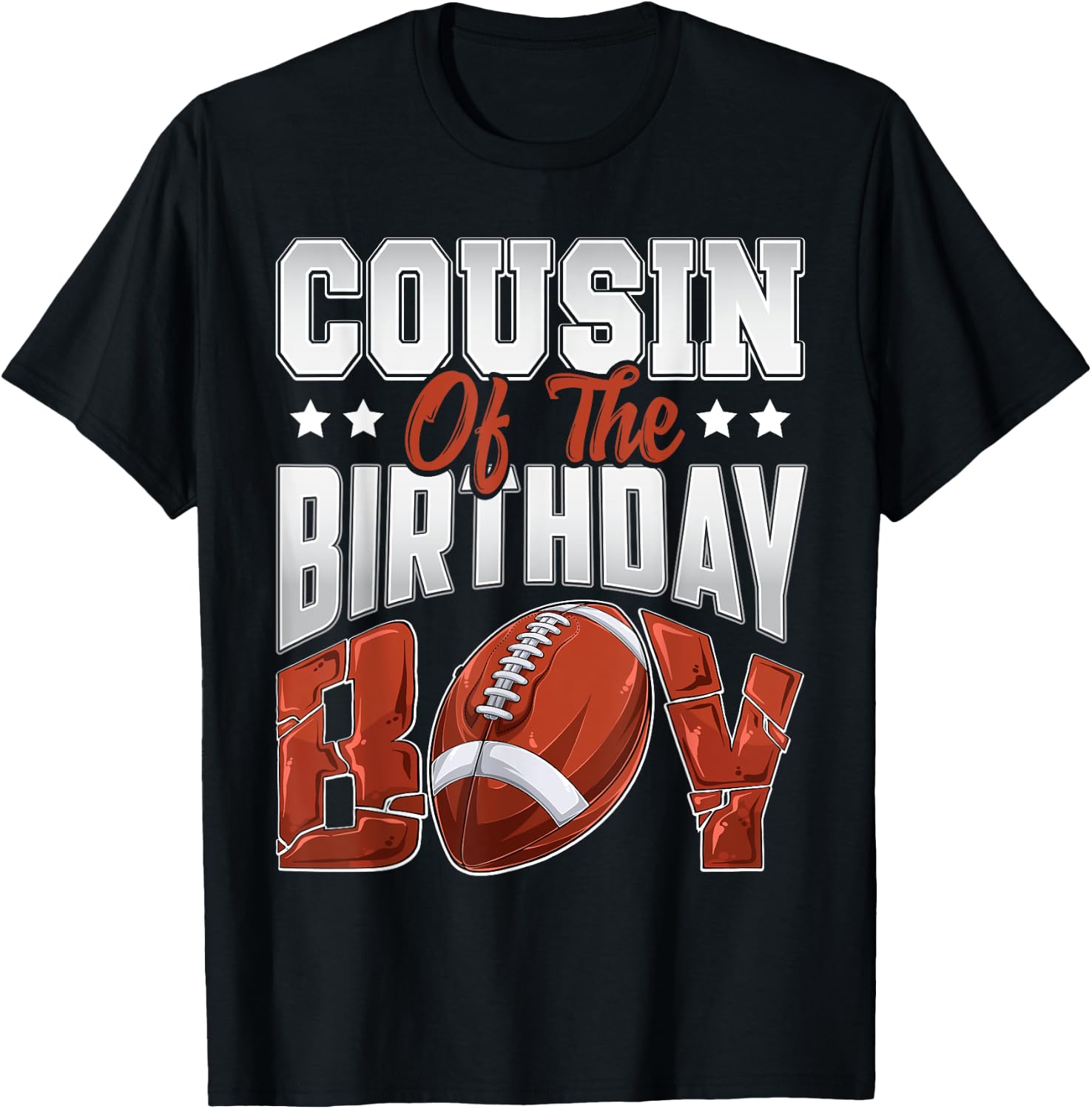 Cousin Football birthday Boy Family Baller b-day Party T-Shirt - T-Shirt | Black