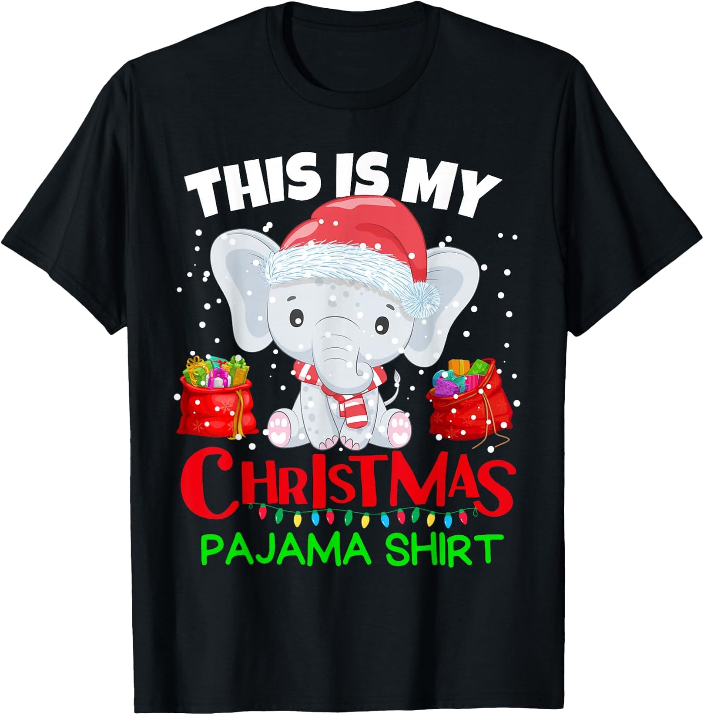This is my Christmas Pajama Shirt baby elephant for kids T-Shirt - T-Shirt | Black