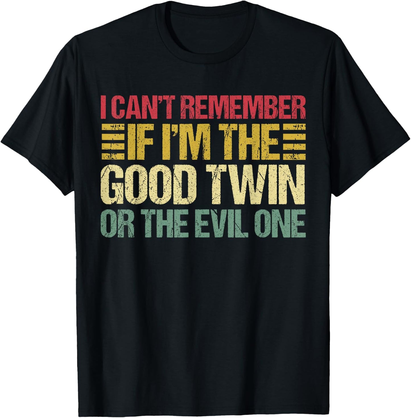 Funny Twin Am I The Good Twin Or The Evil One Vintage Twins T-Shirt - T-Shirt | Black