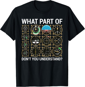 Funny Pilot Design Women Airplane Flight Instrument T-Shirt - T-Shirt | Black