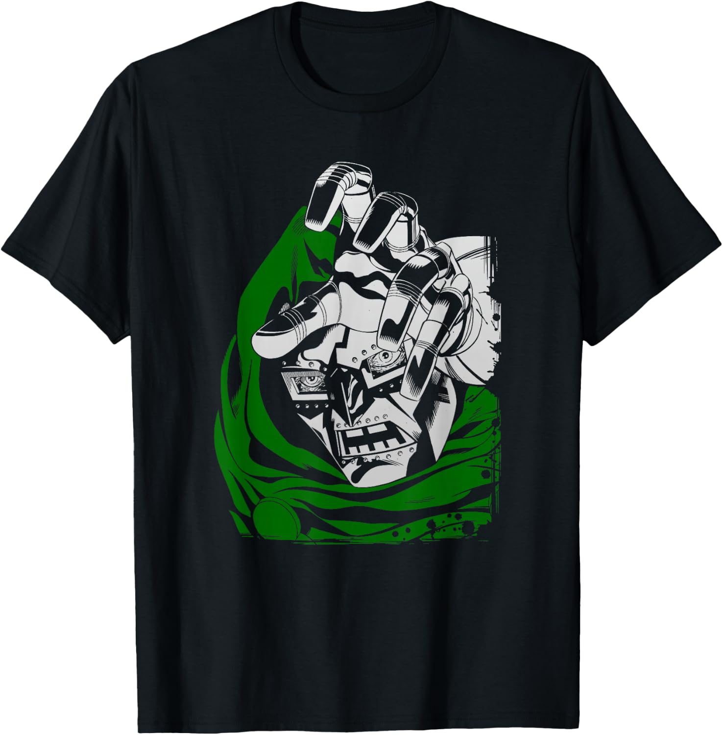 Marvel Fantastic Four Dr. Doom Big Face Portrait Distressed T-Shirt - T-Shirt | Black