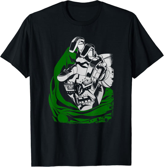 Marvel Fantastic Four Dr. Doom Big Face Portrait Distressed T-Shirt - T-Shirt | Black