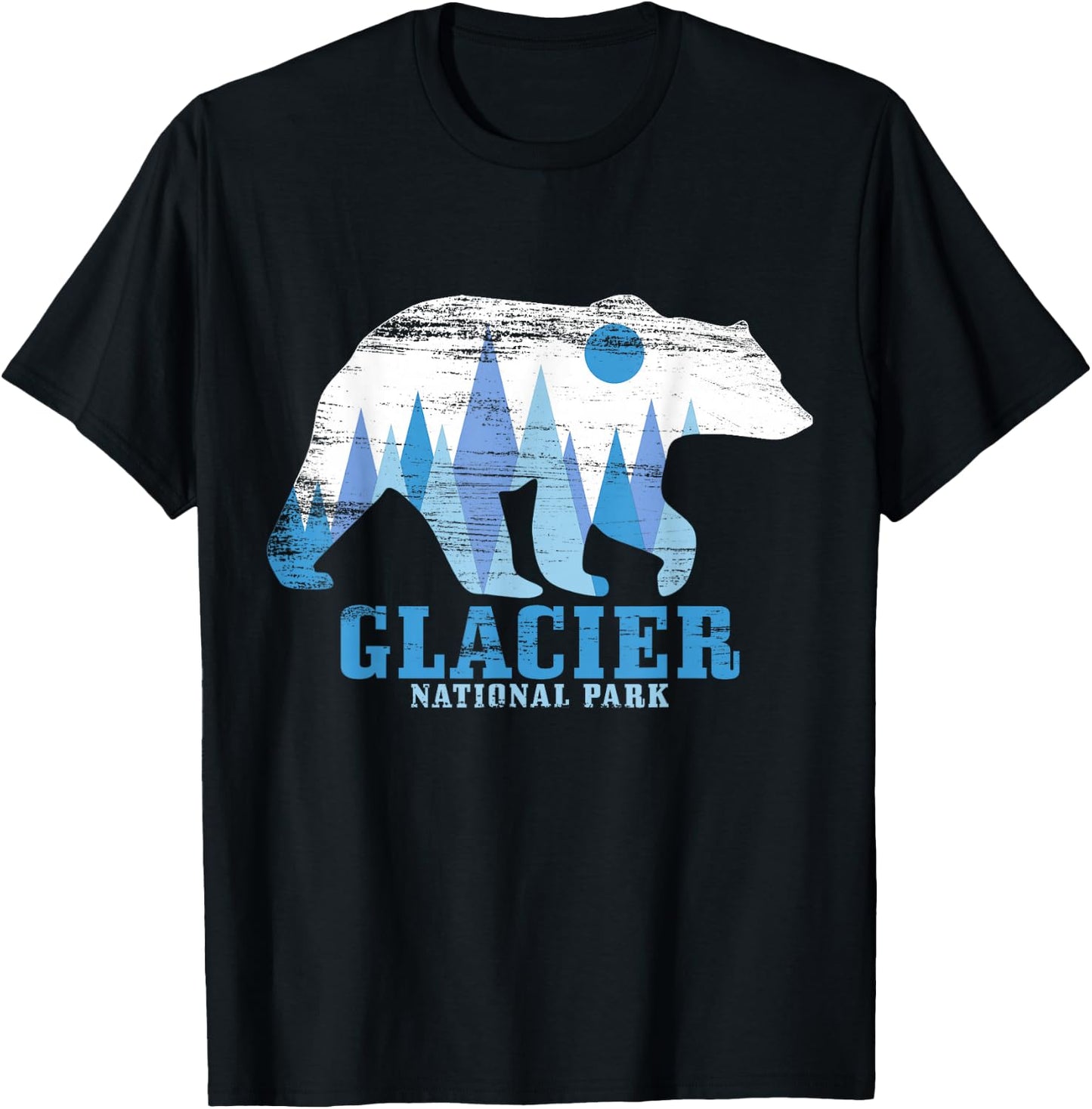 Glacier National Park Bear Vintage Hiking Nature Lover T-Shirt - T-Shirt | Black
