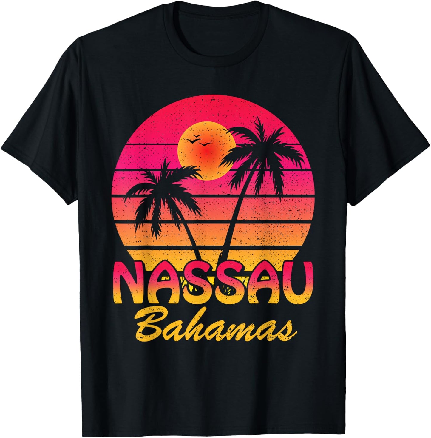 Nassau Bahamas Beach Retro Summer Vibes Family Vacation T-Shirt - T-Shirt | Black