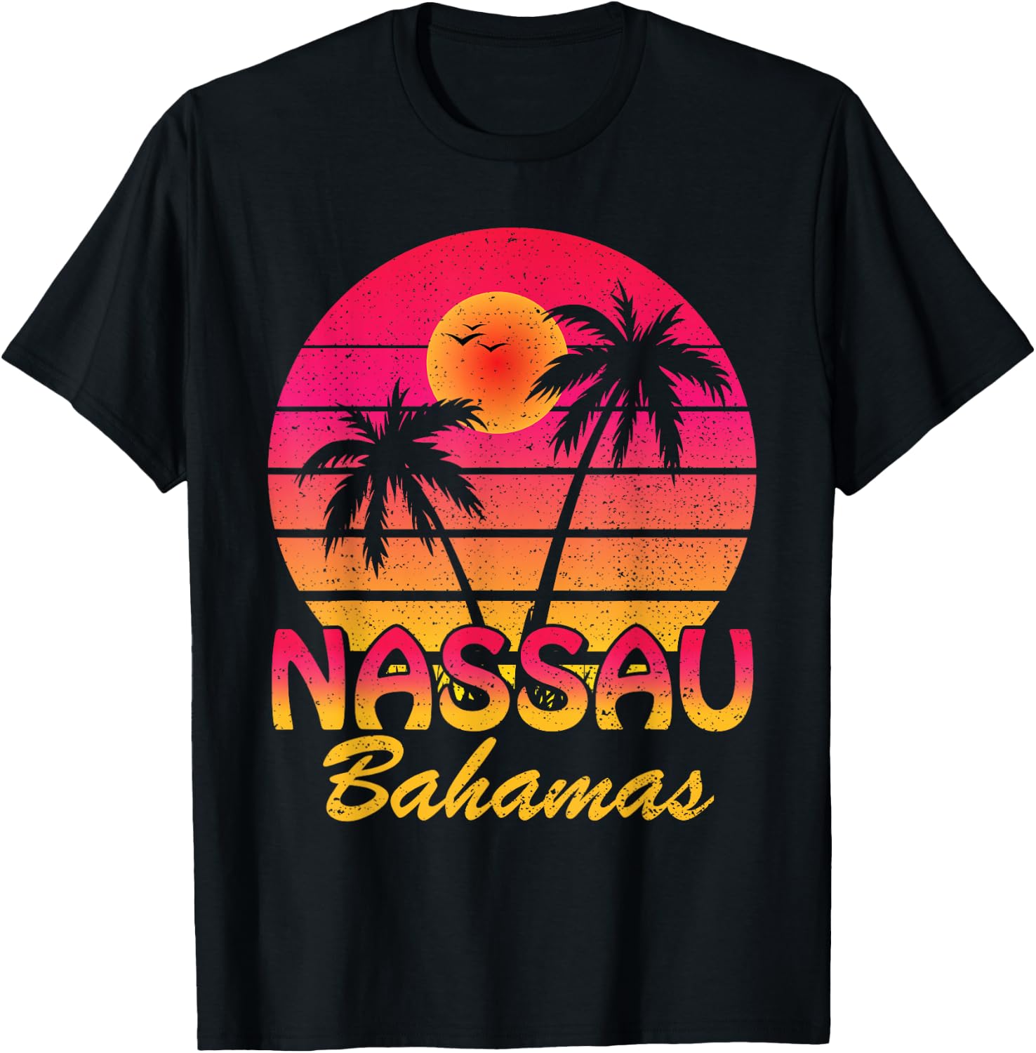 Nassau Bahamas Beach Retro Summer Vibes Family Vacation T-Shirt - T-Shirt | Black