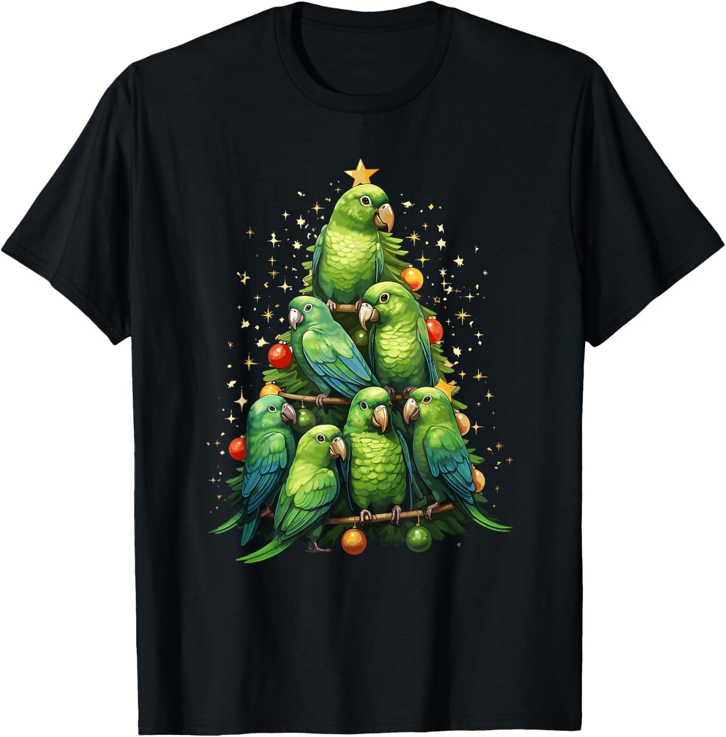 Green Cheek Conure Christmas Tree Ornament Parrot Bird T-Shirt - T-Shirt | Black