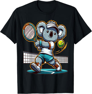 Koala Bear plays tennis for Koala Bear lovers and Koala Bear T-Shirt - T-Shirt | Black