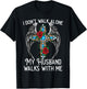 I don't walk alone My Husband walks with me remembrance loss T-Shirt - T-Shirt | Black