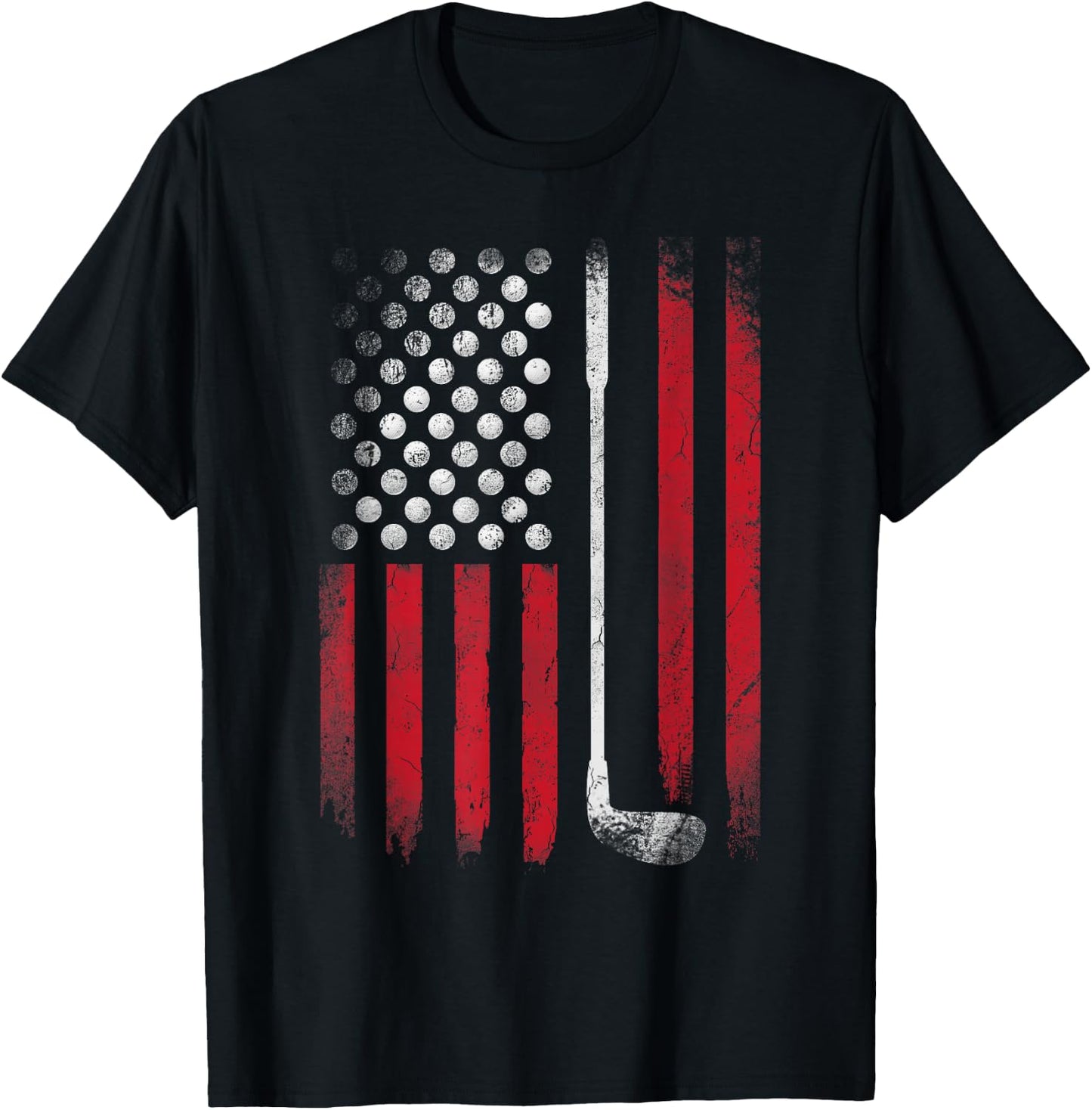 Funny American Flag Golf for Golfer T-Shirt - T-Shirt | Black