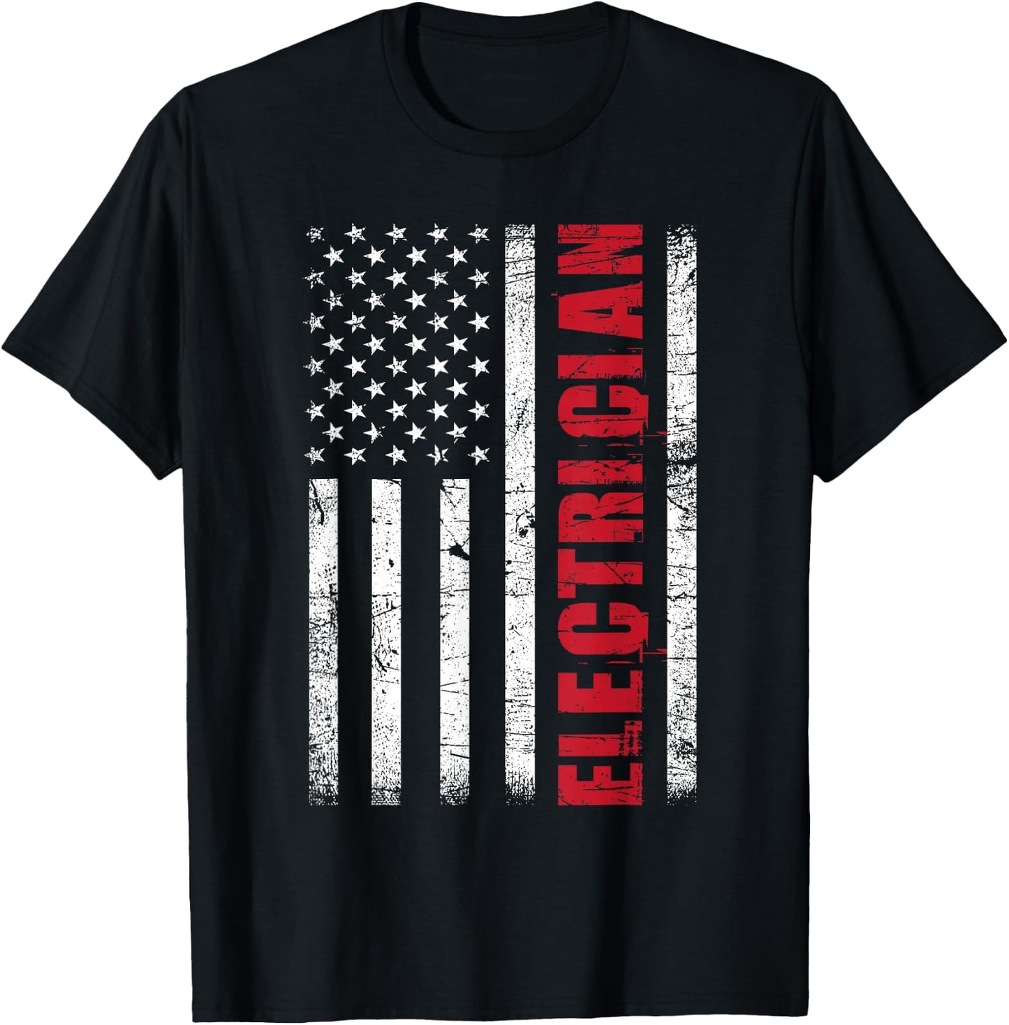 Electrician - USA Flag Lineman Electrical Worker Repairmen T-Shirt - T-Shirt | Black