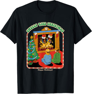 Steven Rhodes Smells Like Christmas Santa Retro Dark Humor T-Shirt - T-Shirt | Black