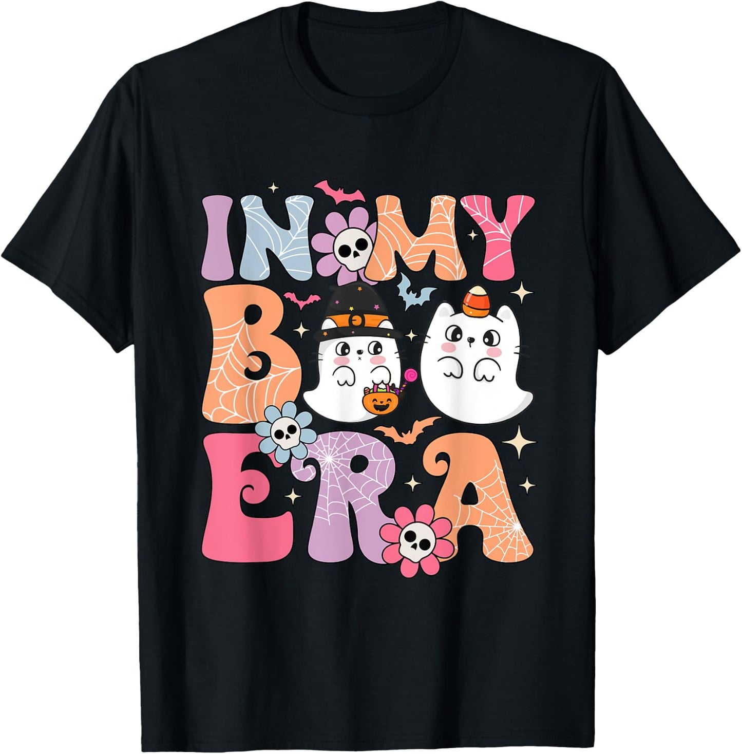 In My Boo Era Retro Cute Little Ghost Boo Halloween Costume T-Shirt - T-Shirt | Black