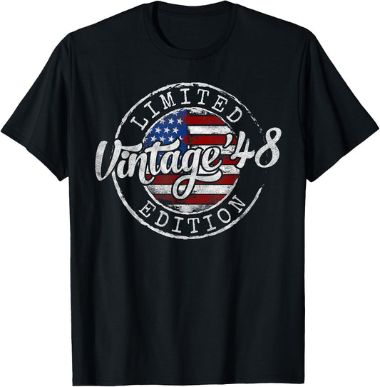 Vintage 1948 77th Birthday Gifts Women 77 Year Old T-Shirt - T-Shirt | Black