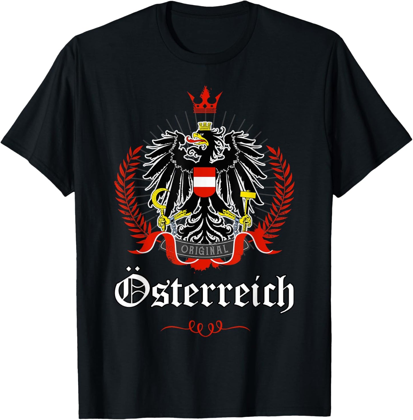 sterreich Adler Bekleidung Austria Eagle Coat of Arms - -Adults & Kids - Black - Small - Short Sleeve - - Retro-Modern - Sports - Football T-Shirt - T-Shirt | Black