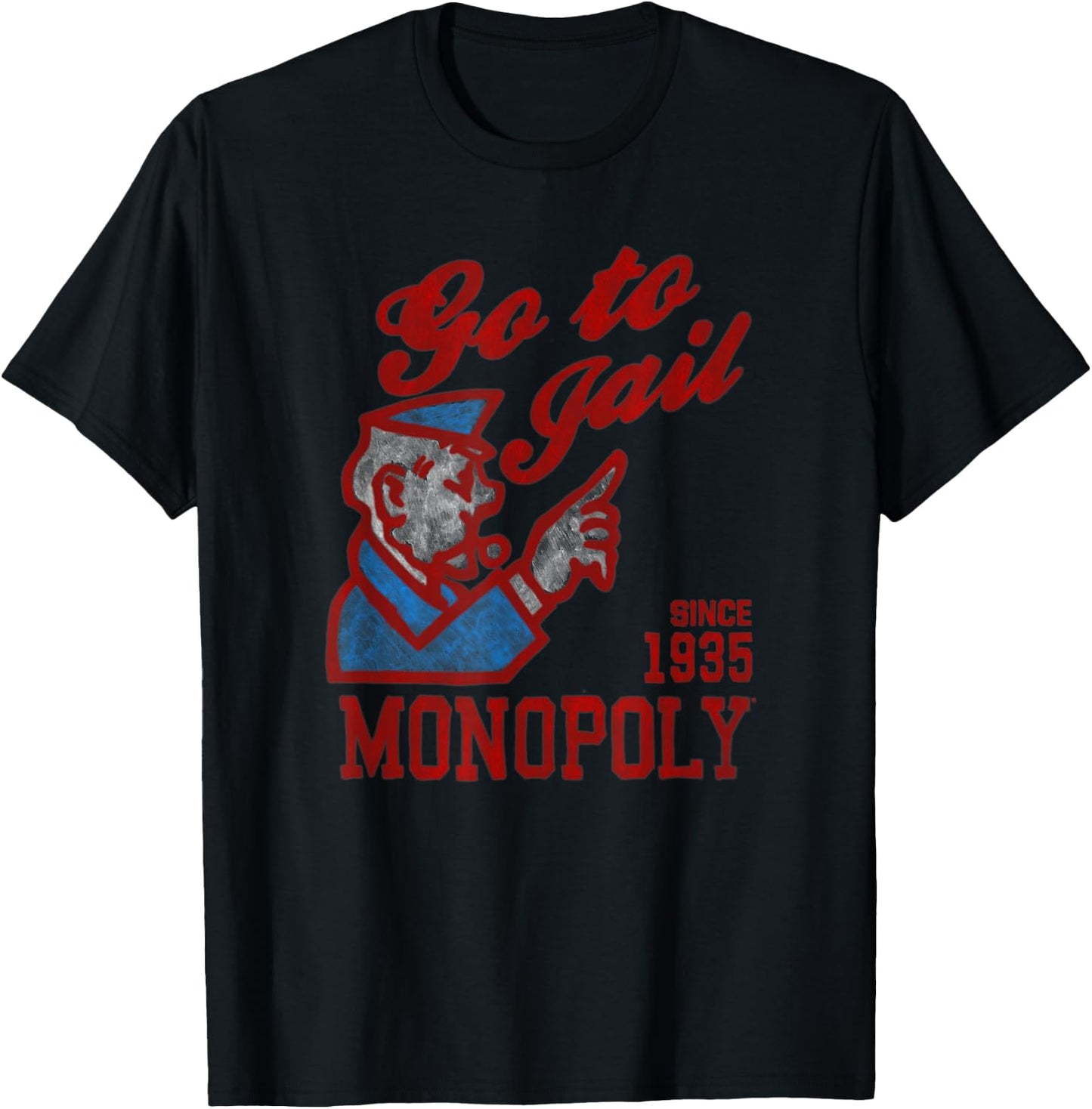 Monopoly Since 1935 Go To Jail Distressed Icon Poster T-Shirt - T-Shirt | Black
