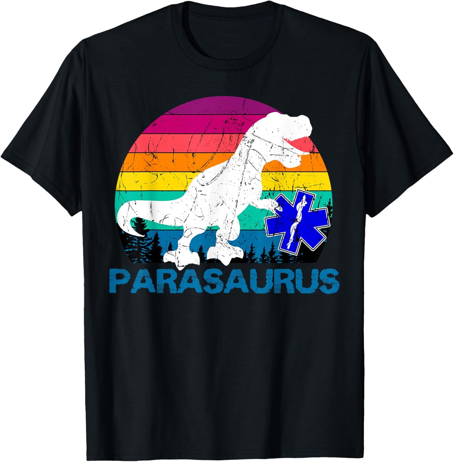 Paramedic Retro Vintage T-Rex Emergency Medical Technician T-Shirt - T-Shirt | Black