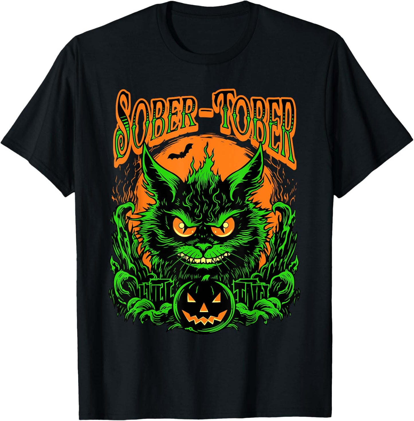 Sober Tober Sobriety Stop Drinking October Sobor Halloween T-Shirt - T-Shirt | Black