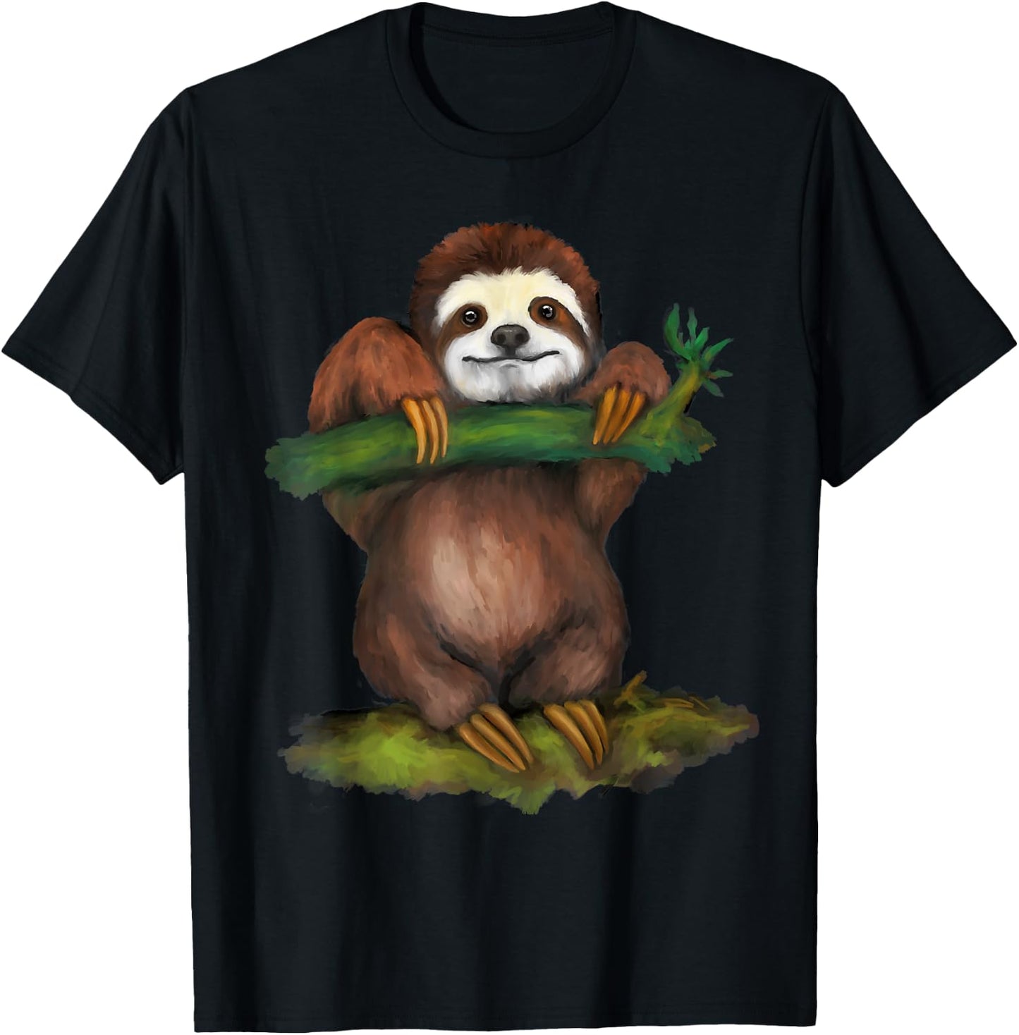 Sloth Art Funny Arboreal Animal Lovers Outfit Men Women Kids T-Shirt - T-Shirt | Black
