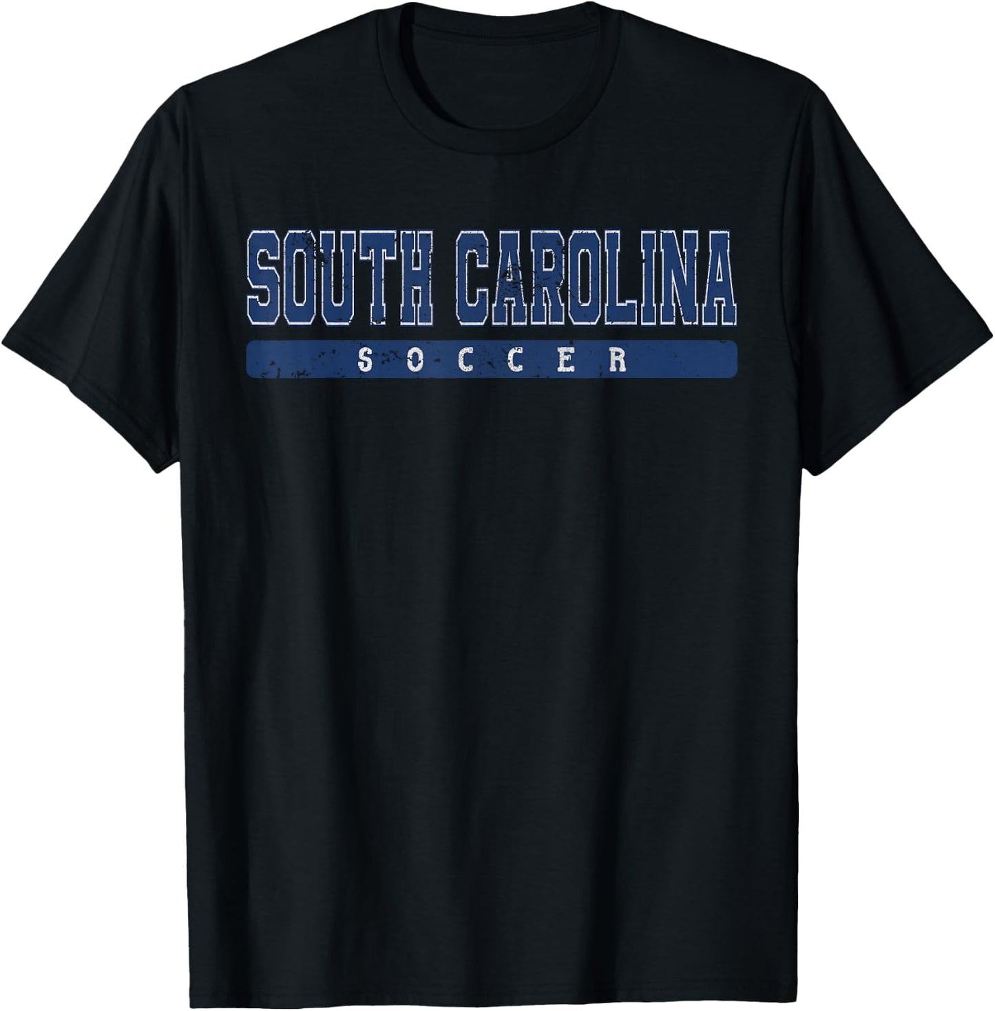 South Carolina Soccer Blue Vintage Text T-Shirt - T-Shirt | Black