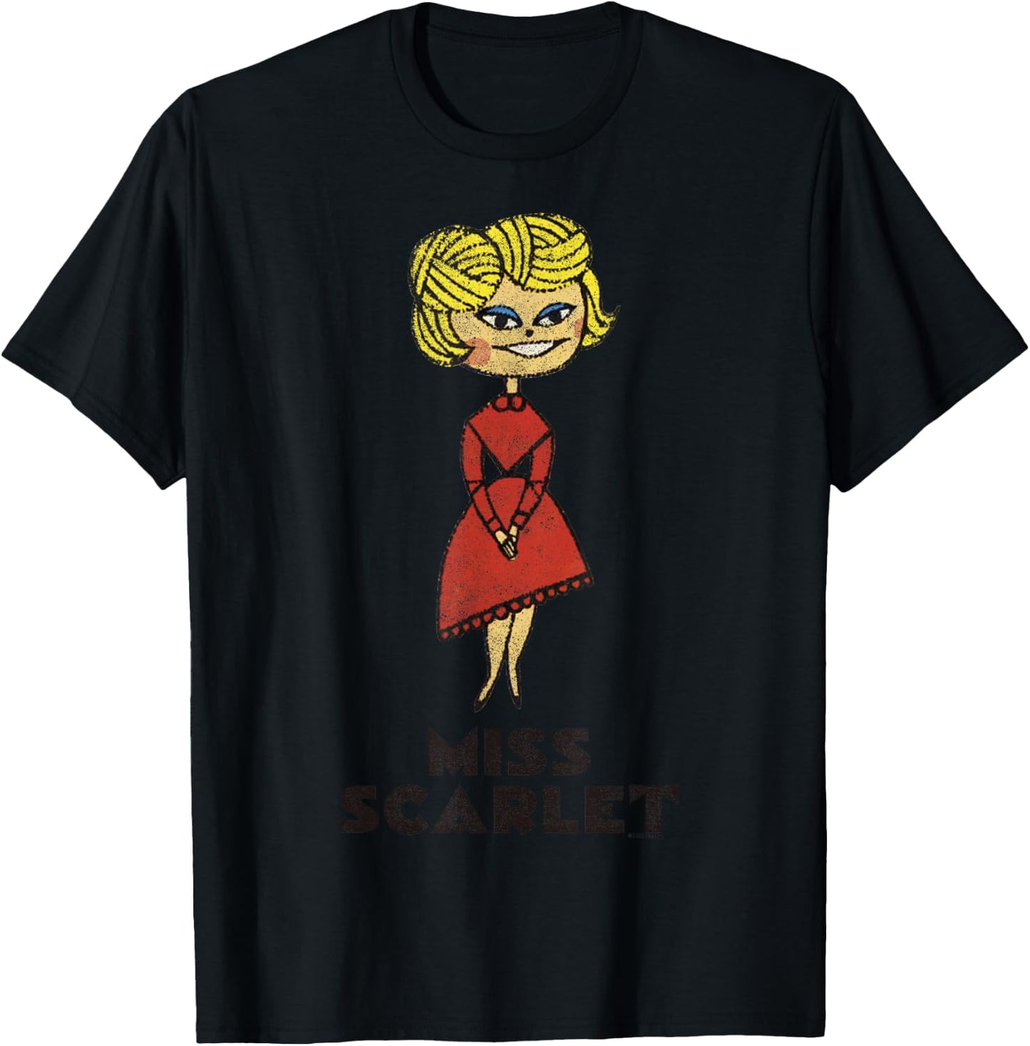 Clue Retro Miss Scarlet Portrait T-Shirt - T-Shirt | Black
