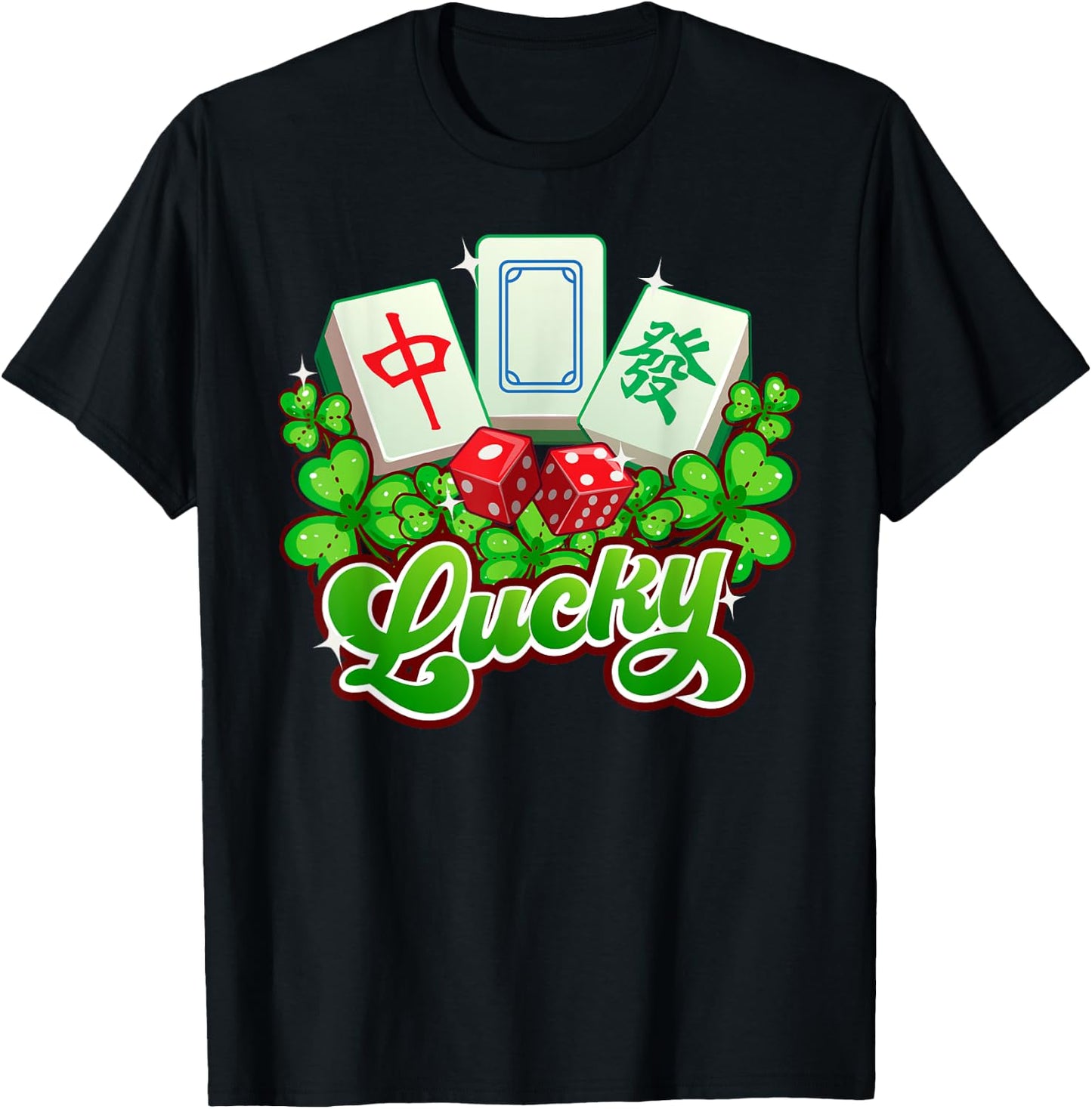 Lucky Mahjong Good Luck Mah Jongg T-Shirt - T-Shirt | Black