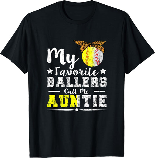Ballers Design for a Auntie of baseball and softball player T-Shirt - T-Shirt | Black