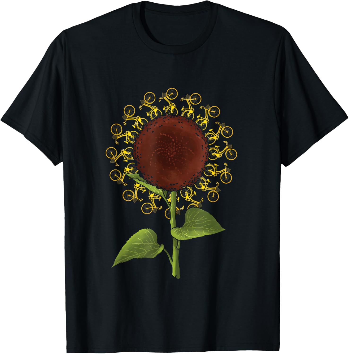 Sunflower Bicycles | Biking Cycling | Bikes Cyclist T-Shirt - T-Shirt | Black