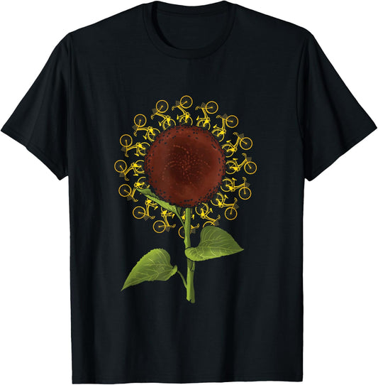 Sunflower Bicycles | Biking Cycling | Bikes Cyclist T-Shirt - T-Shirt | Black