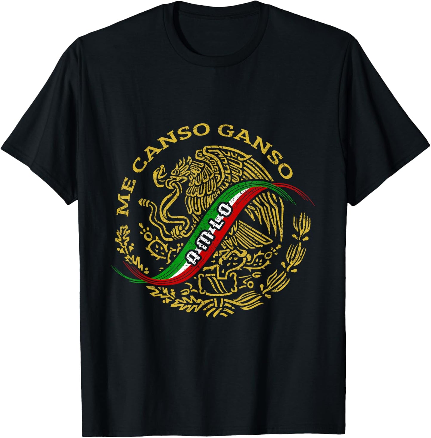 AMLO Aguila Dorada Mexicana Tricolor Mexican Eagle T-Shirt - T-Shirt | Black