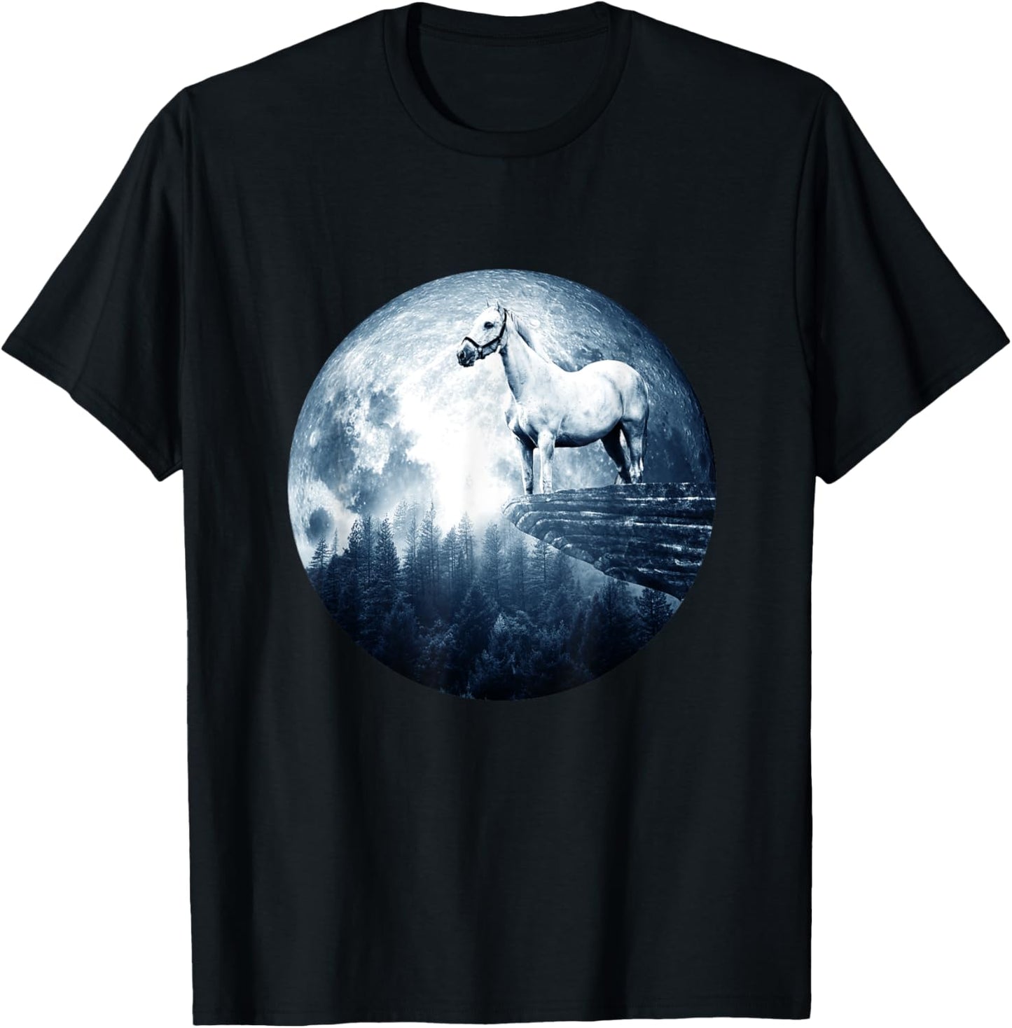 Horse Moon Horse Men Kids Girls Boy Horse T-Shirt - T-Shirt | Black
