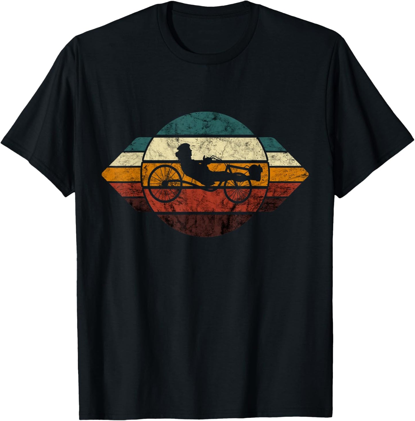 Recumbent Trike Retro Cycling Recumbent Bike Cyclist Triker T-Shirt - T-Shirt | Black