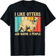 Cool Otter Design Women Kids Vintage Sea Otter Lover T-Shirt - T-Shirt | Black