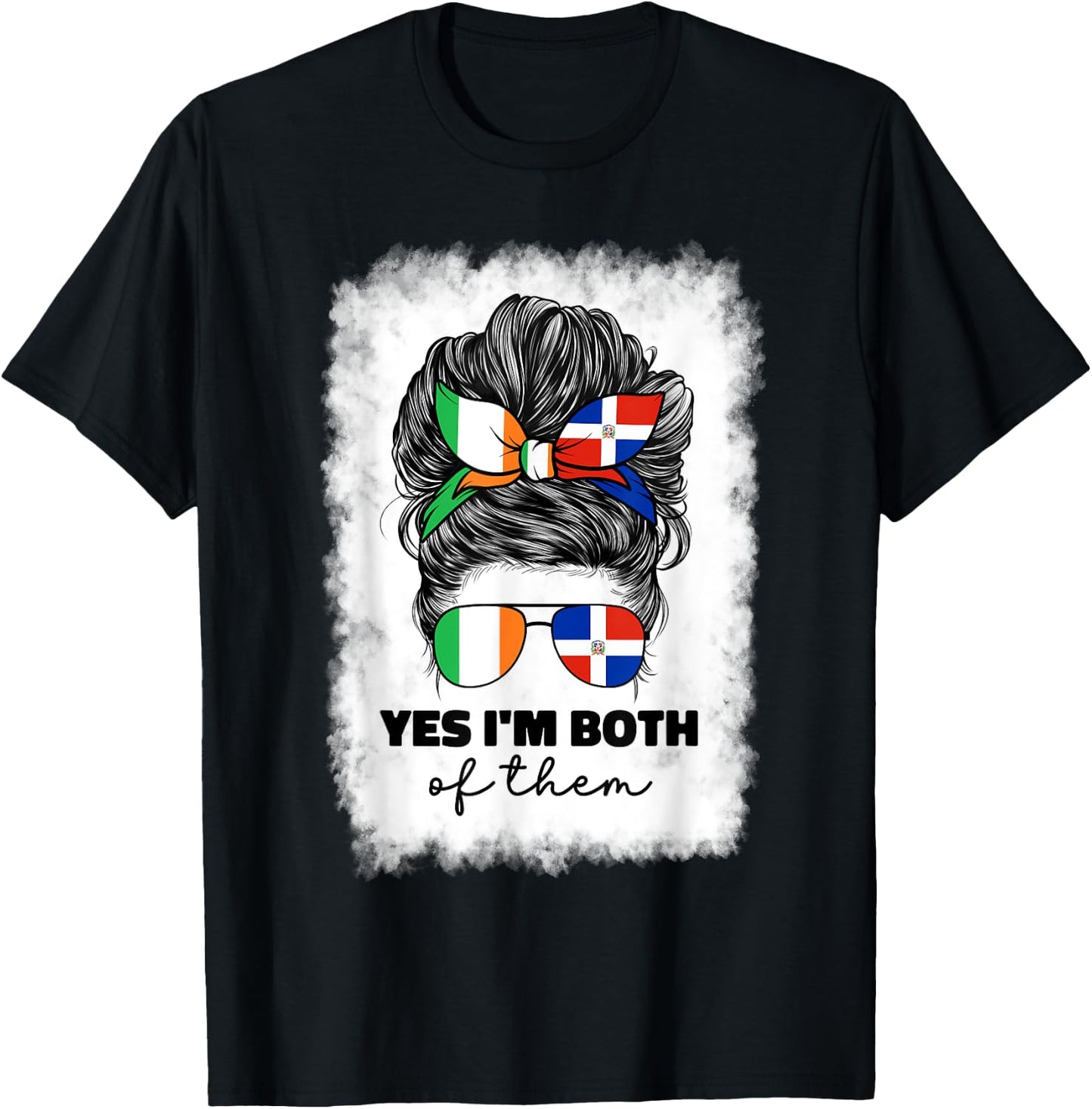 Half Dominican Republic And Irish Ireland Flag Girl Women T-Shirt - T-Shirt | Black