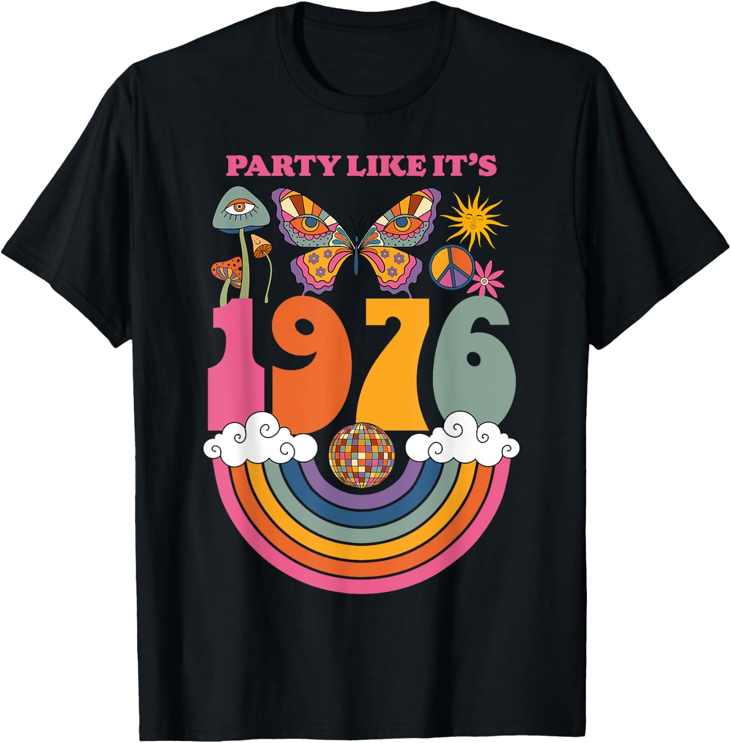 1976 Birthday Party Costume 70s Disco Outfits Men T-Shirt - T-Shirt | Black