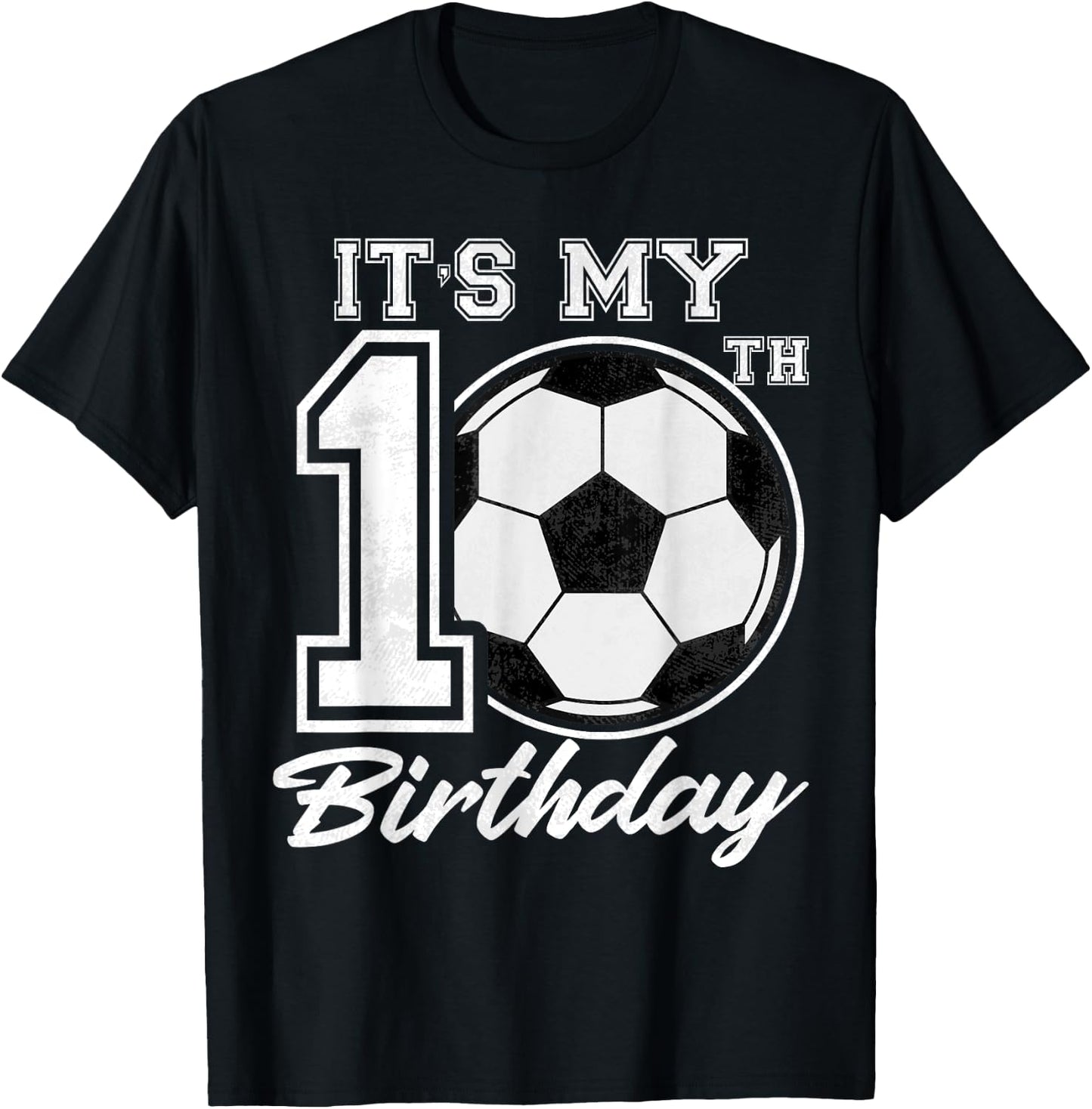 It's My 10th Birthday Soccer Player 10 years old Party Team T-Shirt - T-Shirt | Black