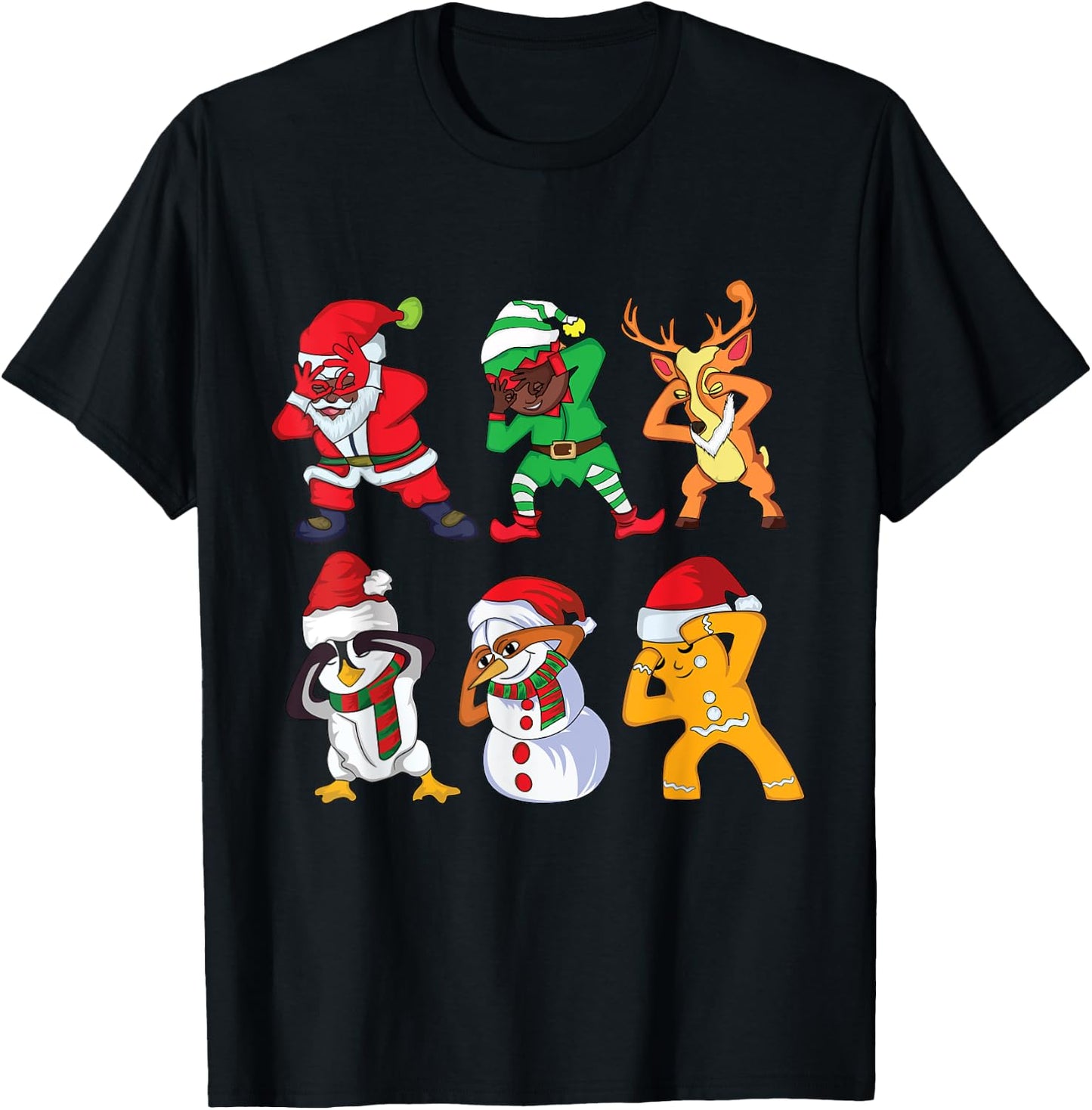 Christmas African American Santa and Friends Griddy Dance T-Shirt - T-Shirt | Black